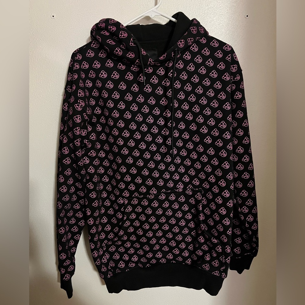 SHANE DAWSON Limited Edition All Over Pig Print Fleece Hoodie Black Pink Men's S